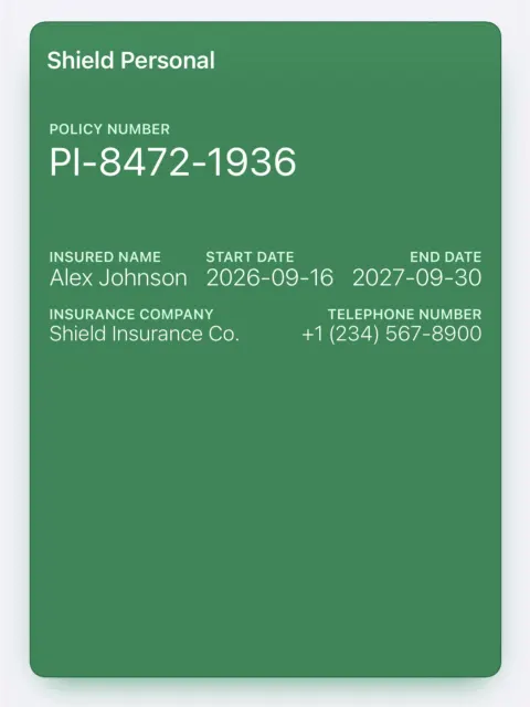 Personal Insurance Card